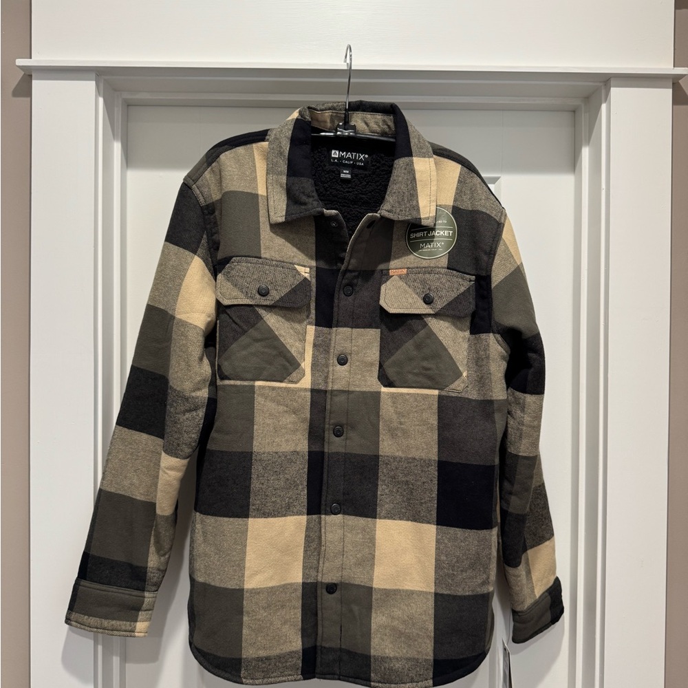 Matix Black and Tan Plaid Shirt Jacket ~ NEW WITH TAGS